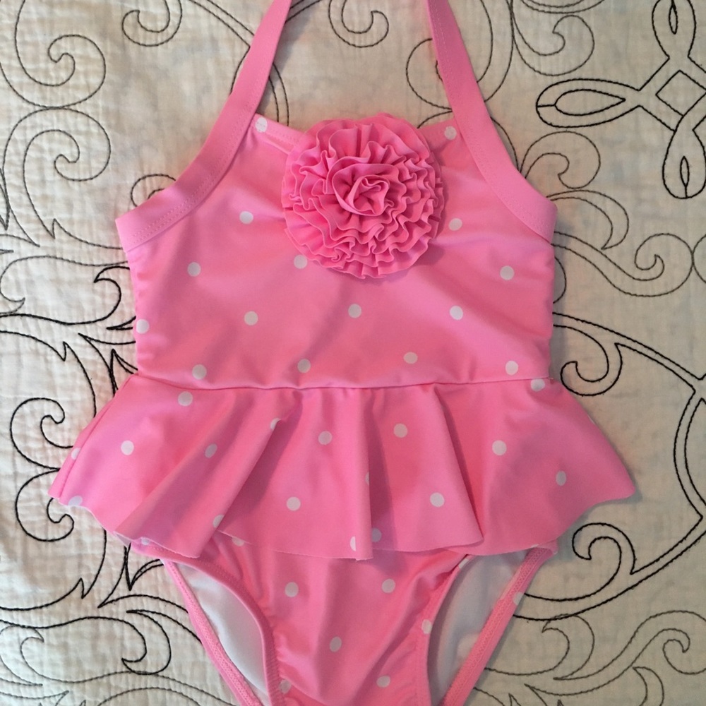 Old Navy, Pink & White Polka Dot Swimsuit
